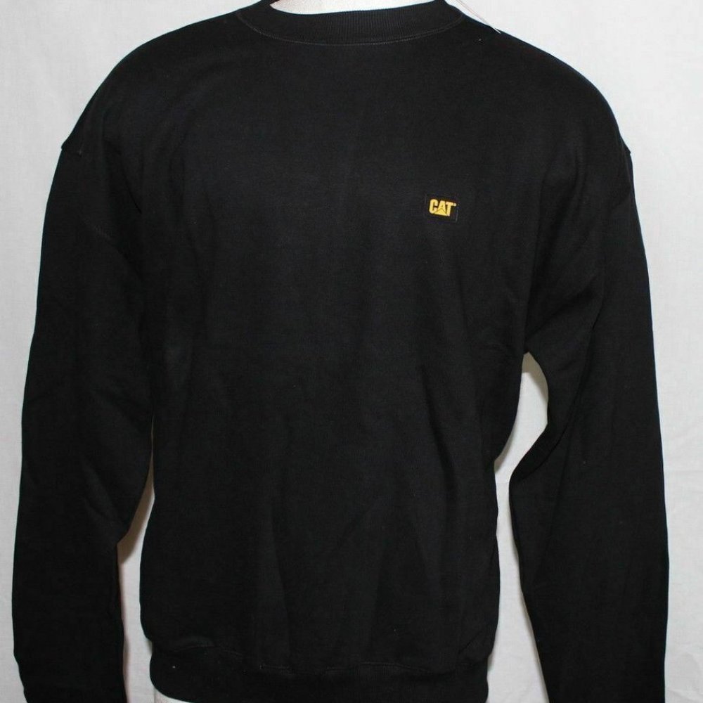 NEW CAT Caterpillar Workwear Black Crew Sweatshirt Mens